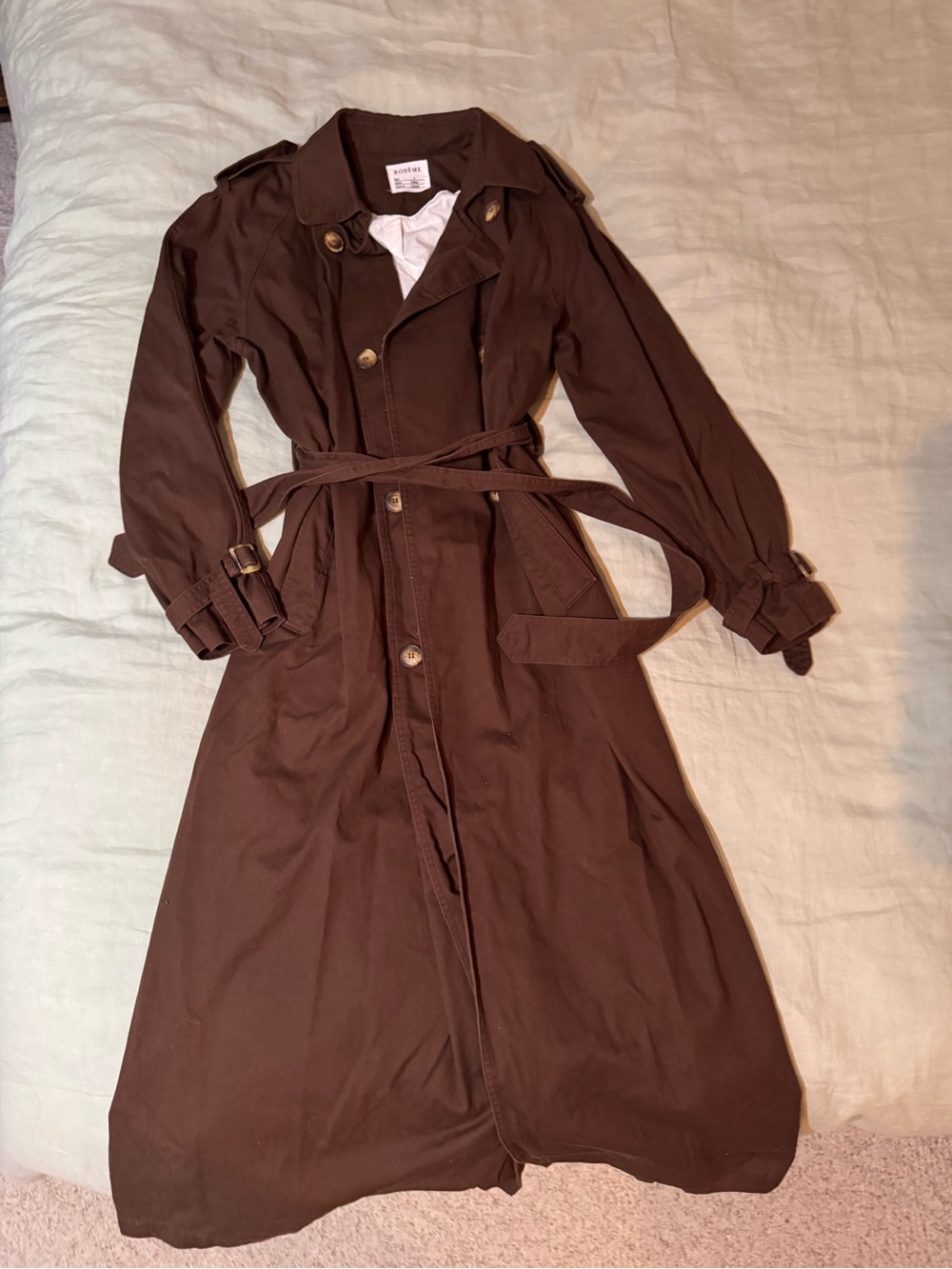 Boheme Goods Chocolate Trench Coat with Belt